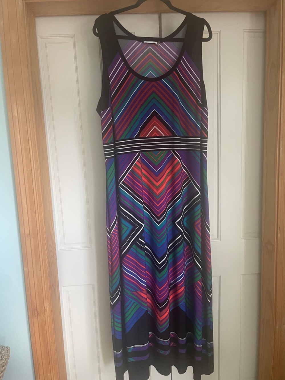 Calvin Klein Multicolor Chevron Maxi Dress with Black Trim